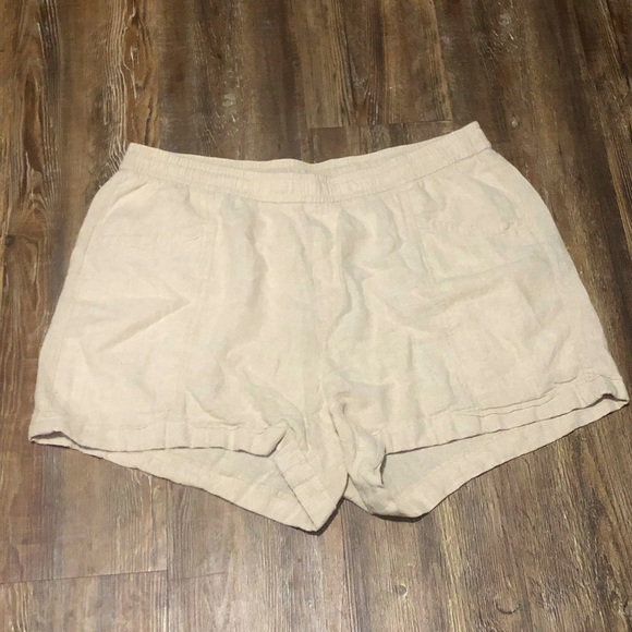 Old Navy Linen Shorts Women's Large High Rise Utility Pocket Pull On in Flax - Picture 1 of 7